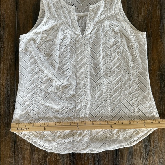 Market & Spruce Women’s White Cotton Eyelet Tank Top Shirt Size M - Picture 5 of 8